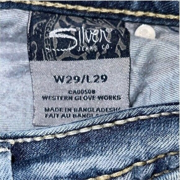 Silver Jeans Suki Mid Rise Works Distressed Denim Blue Jeans Women's Size 29 - Picture 7 of 7